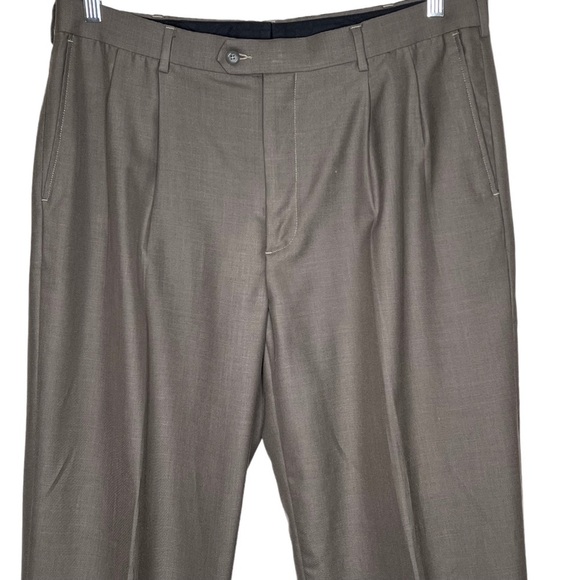 Perry Ellis America Taupe Pleated Front Cuffed Dress Slacks Pants Size 38 x 30 - Picture 5 of 12